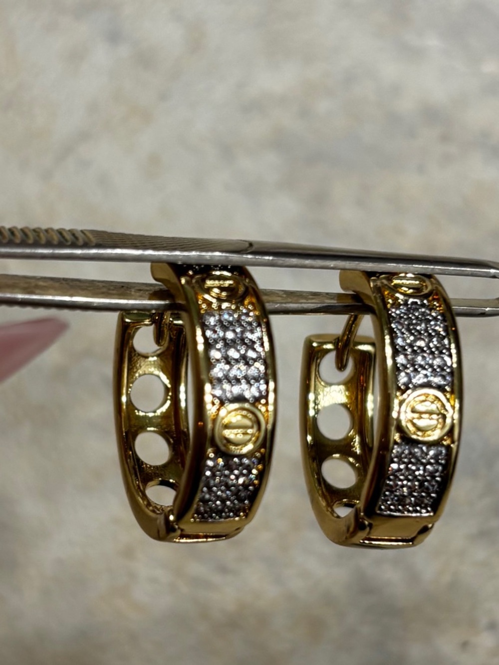Adina Eden Gold Crystal Pave Hoop Earrings - Picture 5 of 9